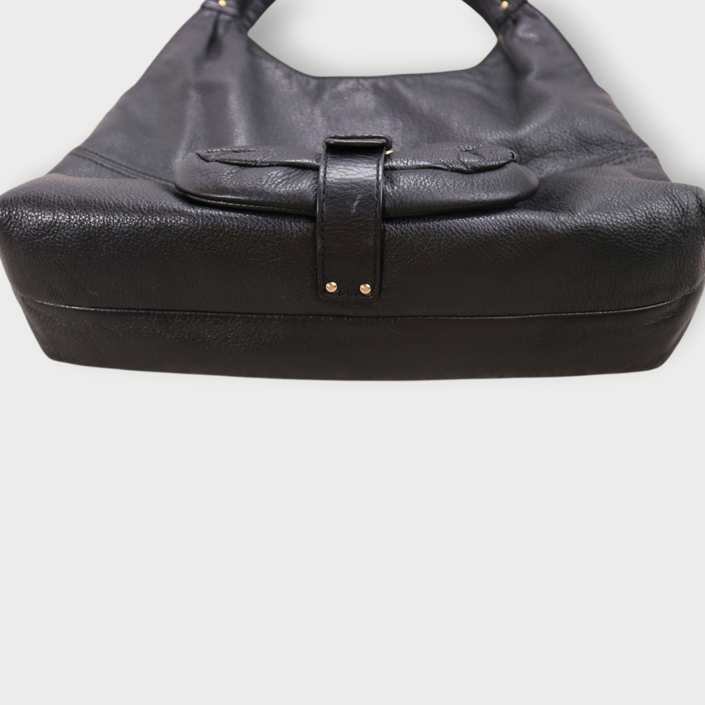 Vintage Michael Kors Austin Black Leather Buckle Hobo Bag with Scarf Accent - Picture 4 of 5